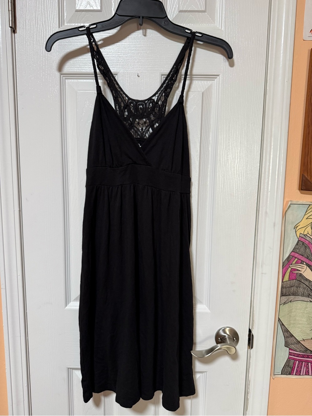 American Eagle Outfitters Black Lace-Back Midi Dress